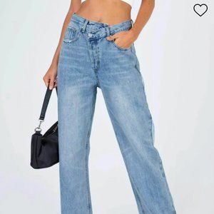 Princess Polly Holly Asymmetric Straight Leg Jeans